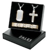 Thumbnail Image 1 of Diamond Accent Layered Dog Tag and Cross Pendant with Link Bracelet Set in Stainless Steel and Yellow Ion-Plate