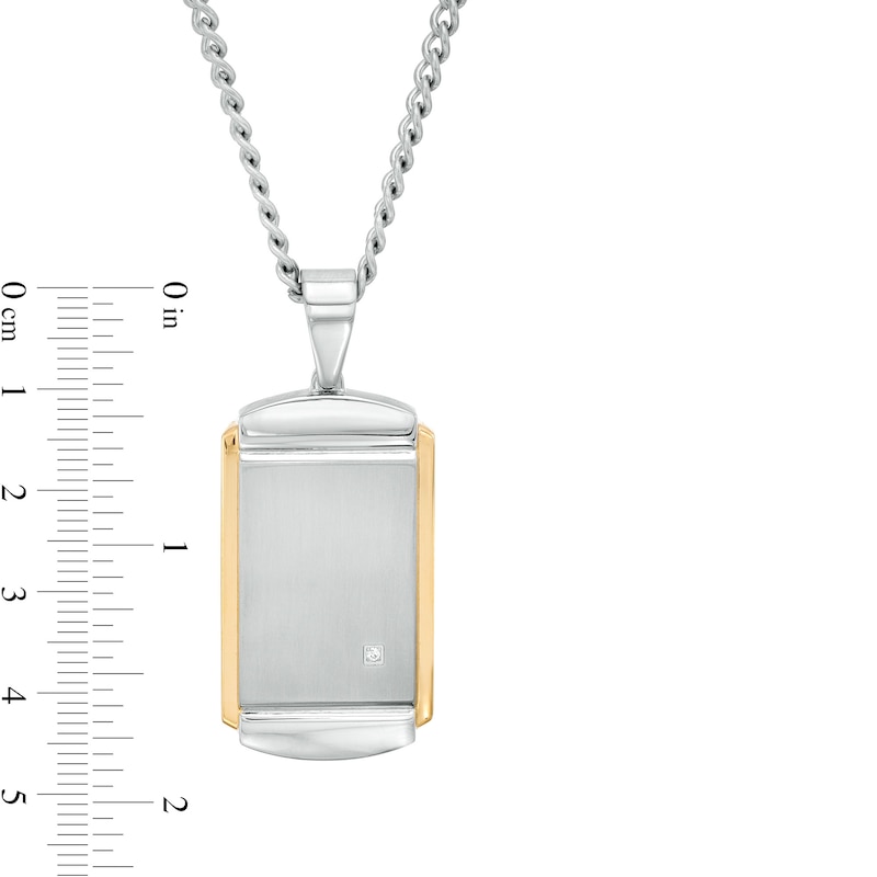 Main Image 5 of Diamond Accent Layered Dog Tag and Cross Pendant with Link Bracelet Set in Stainless Steel and Yellow Ion-Plate