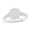 Thumbnail Image 1 of 3/4 CT. T.W. Diamond Double Frame Split Shank Flower Ring in 14K White Gold