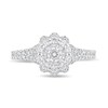 Thumbnail Image 3 of 3/4 CT. T.W. Diamond Double Frame Split Shank Flower Ring in 14K White Gold