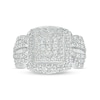 Thumbnail Image 0 of 1 CT. T.W. Princess-Shaped Multi-Diamond Triple Frame Vintage-Style Engagement Ring in 10K White Gold (J/I3)