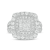Thumbnail Image 4 of 2 CT. T.W. Princess-Shaped Multi-Diamond Double Frame Vintage-Style Engagement Ring in 10K White Gold (J/I3)