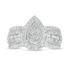 Thumbnail Image 4 of 1/2 CT. T.W. Pear-Shaped Multi-Diamond Frame Multi-Row Engagement Vintage-Style Ring in 10K White Gold (J/I3)