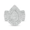 Thumbnail Image 4 of 2 CT. T.W. Pear-Shaped Multi-Diamond Double Frame Multi-Row Vintage-Style Engagement Ring in 10K White Gold (J/I3)