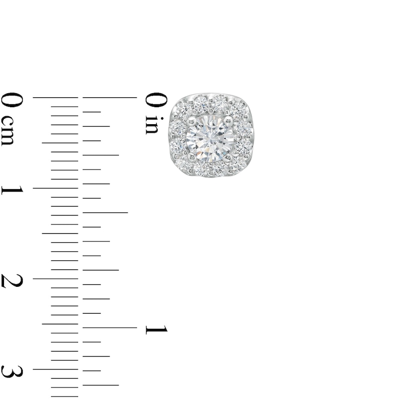 Main Image 3 of 1-1/2 CT. T.W. Diamond Cushion-Shaped Frame Stud Earrings in 10K White Gold