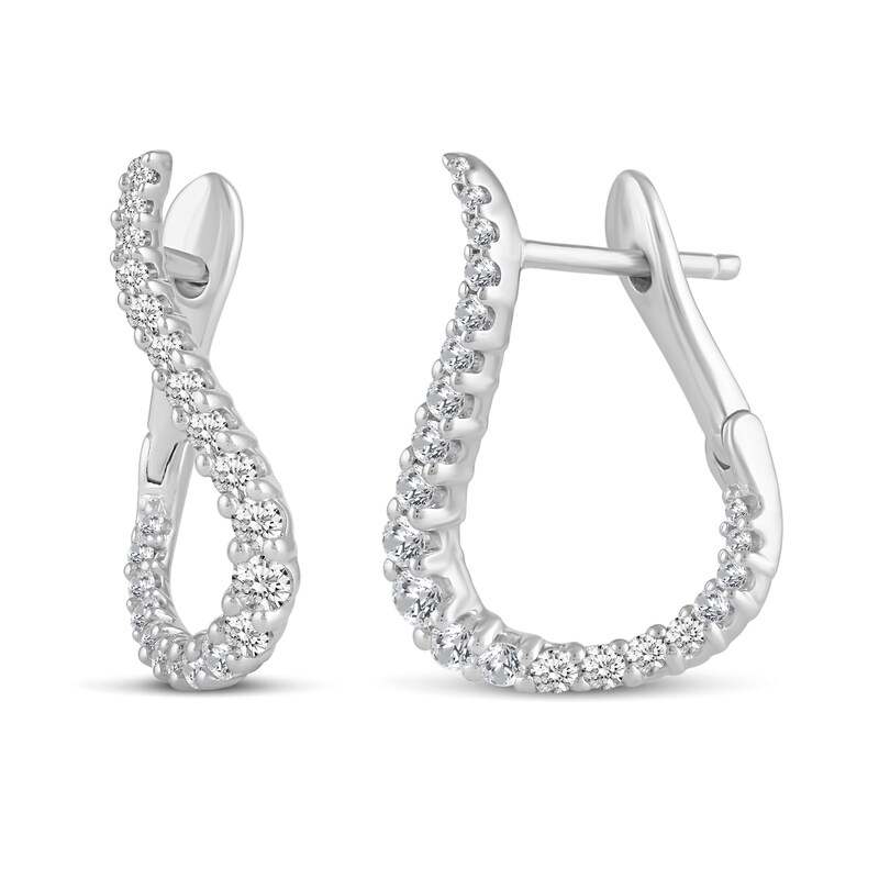 Main Image 1 of 3/8 CT. T.W. Diamond Figure Eight Front/Back Earrings in 14K White Gold