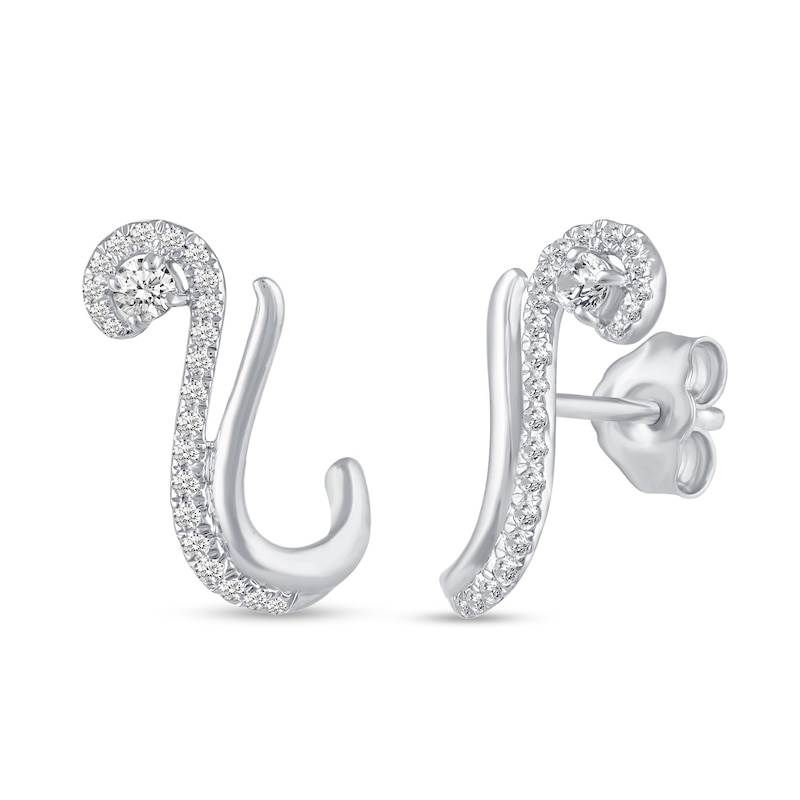 Main Image 1 of 3/8 CT. T.W. Diamond Swirl Stud Earrings in 14K White Gold