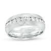Thumbnail Image 1 of 1 CT. T.W. Diamond Textured Wedding Band in 10K White Gold