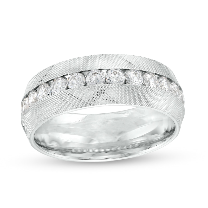 Main Image 1 of 1 CT. T.W. Diamond Textured Wedding Band in 10K White Gold