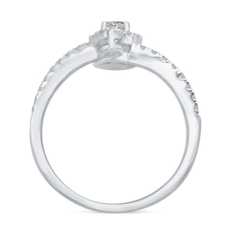 Main Image 3 of 1/2 CT. T.W. Diamond Frame Open Bypass Ring in 14K White Gold