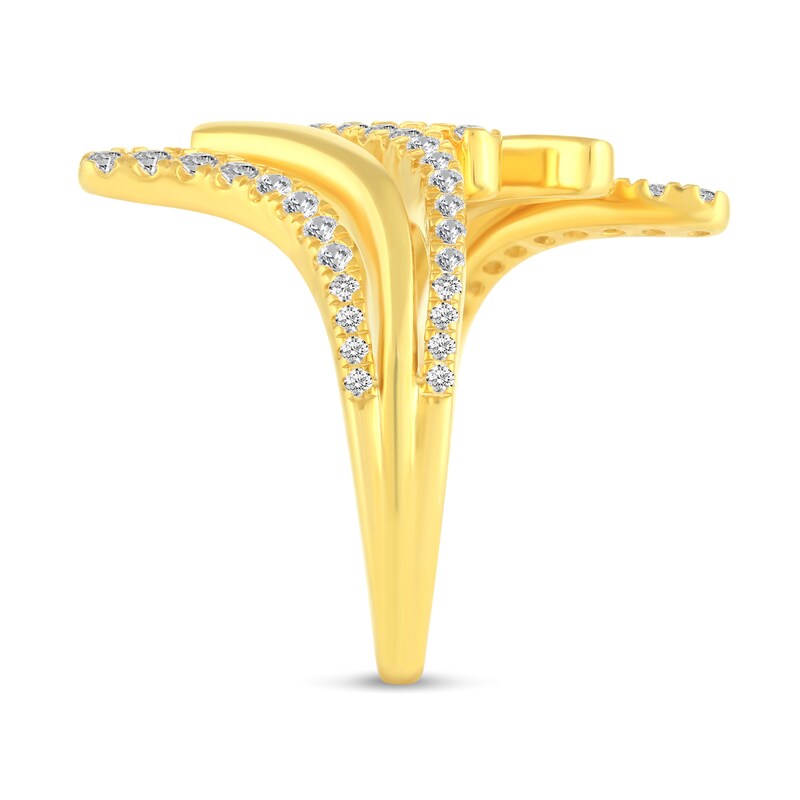 Main Image 2 of 1/2 CT. T.W. Diamond Graduated Feathered Split Shank Ring in 14K Gold
