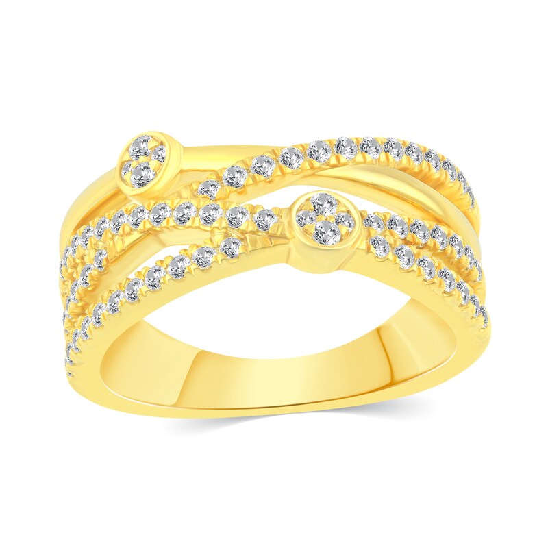 Main Image 1 of 1/2 CT. T.W. Multi-Diamond Crossover Ring in 14K Gold