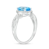 Thumbnail Image 3 of Oval Swiss Blue Topaz and White Lab-Created Sapphire Frame Pendant, Stud Earrings and Ring Set in Sterling Silver