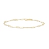Thumbnail Image 1 of Paper Clip Link Anklet in Sterling Silver with 18K Gold Plate - 10"
