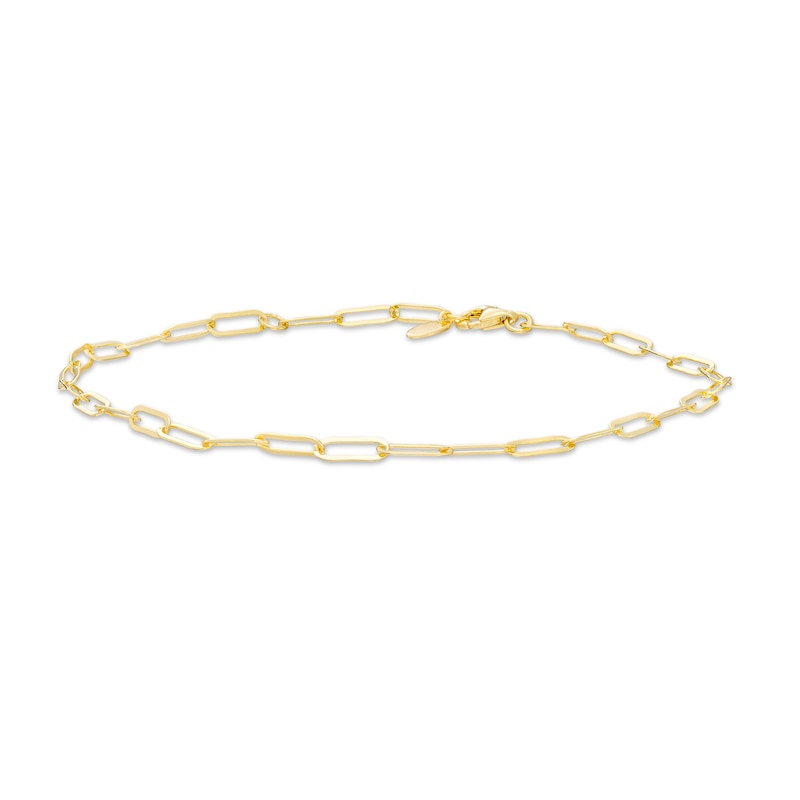 Paper Clip Link Anklet in Sterling Silver with 18K Gold Plate - 10"