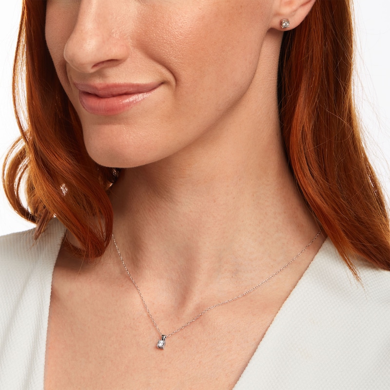 Main Image 2 of 1/3 CT. T.W. Diamond Solitaire Pendant and Stud Earrings Set in Sterling Silver (J/I3)