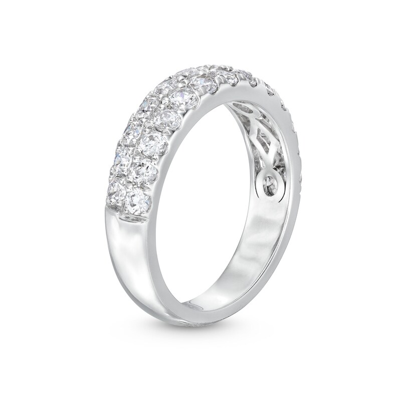 Main Image 3 of 1-1/2 CT. T.W. Diamond Double Row Band in 14K White Gold (I/SI2)