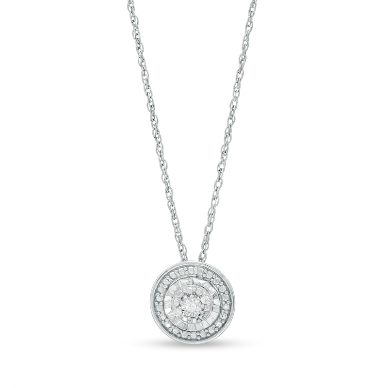 Main Image 1 of Diamond Accent Beaded Frame Pendant in Sterling Silver