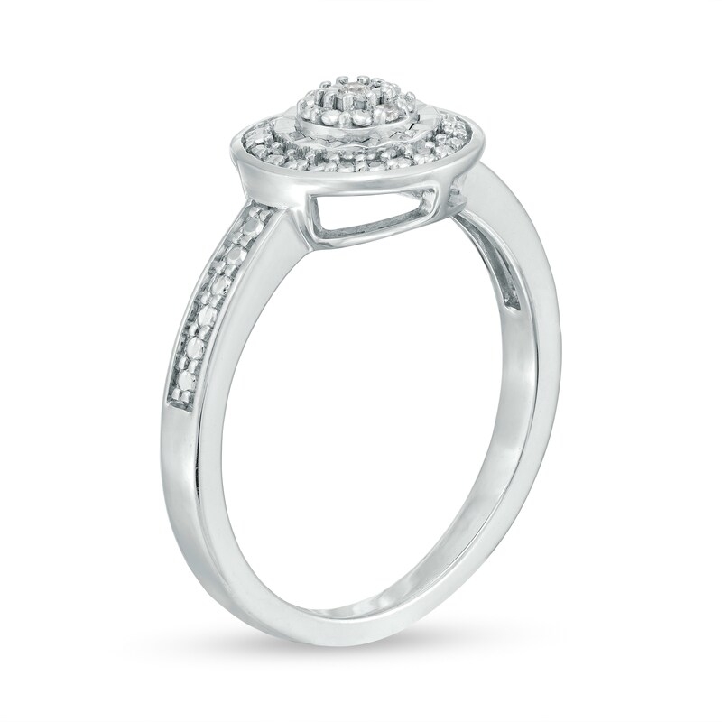 Main Image 3 of Diamond Accent Beaded Frame Ring in Sterling Silver