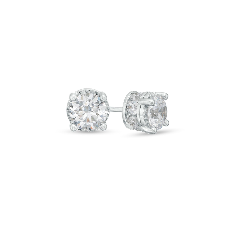 Main Image 1 of 3 CT. T.W. Certified Lab-Grown Diamond Solitaire Hidden Frame Stud Earrings in 10K White Gold (I/I1)