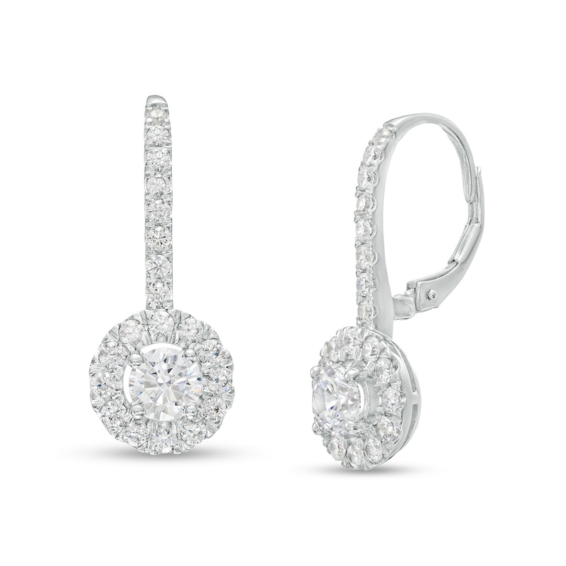 Main Image 1 of 2 CT. T.W. Diamond Frame Drop Earrings in 10K White Gold