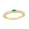 Thumbnail Image 1 of Marquise Lab-Created Emerald and White Lab-Created Sapphire Ring in Sterling Silver with 14K Gold Plate – Size 7