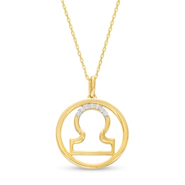 1/20 CT. T.W. Diamond Libra Zodiac Sign Open Circle Pendant in Sterling Silver with 14K Gold Plate