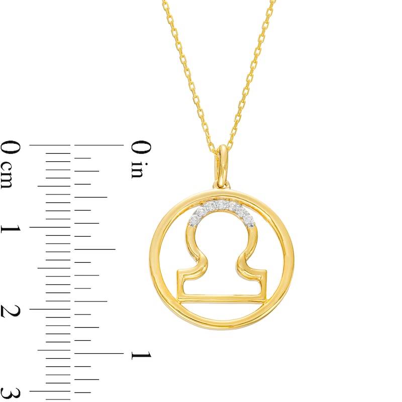 Main Image 3 of 1/20 CT. T.W. Diamond Libra Zodiac Sign Open Circle Pendant in Sterling Silver with 14K Gold Plate