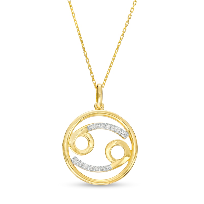 Main Image 1 of 1/10 CT. T.W. Diamond Cancer Zodiac Sign Open Circle Pendant in Sterling Silver with 14K Gold Plate