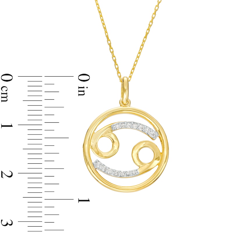 Main Image 3 of 1/10 CT. T.W. Diamond Cancer Zodiac Sign Open Circle Pendant in Sterling Silver with 14K Gold Plate