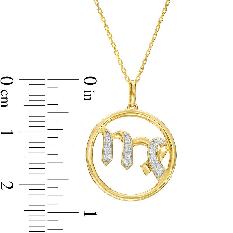 Main Image 3 of 1/10 CT. T.W. Diamond Virgo Zodiac Sign Open Circle Pendant in Sterling Silver with 14K Gold Plate