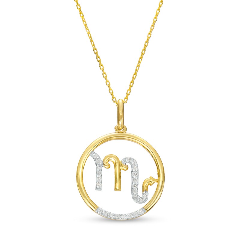 Main Image 1 of 1/8 CT. T.W. Diamond Scorpio Zodiac Sign Open Circle Pendant in Sterling Silver with 14K Gold Plate