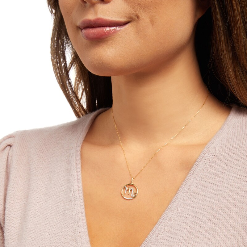 Main Image 2 of 1/8 CT. T.W. Diamond Scorpio Zodiac Sign Open Circle Pendant in Sterling Silver with 14K Gold Plate