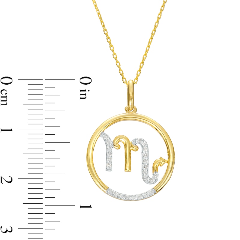Main Image 3 of 1/8 CT. T.W. Diamond Scorpio Zodiac Sign Open Circle Pendant in Sterling Silver with 14K Gold Plate