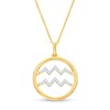 Thumbnail Image 1 of 1/8 CT. T.W. Diamond Aquarius Zodiac Sign Open Circle Pendant in Sterling Silver with 14K Gold Plate
