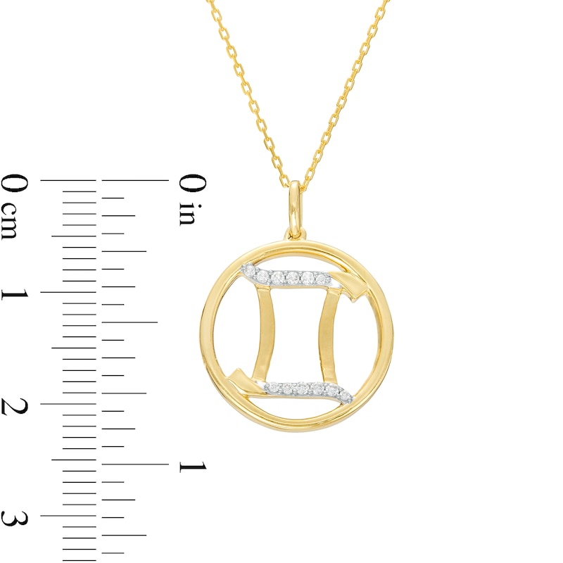 Main Image 3 of 1/15 CT. T.W. Diamond Gemini Zodiac Sign Open Circle Pendant in Sterling Silver with 14K Gold Plate