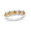 Thumbnail Image 1 of 3.0mm Princess-Cut Citrine and White Lab-Created Sapphire Five Stone Band in Sterling Silver