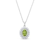 Thumbnail Image 0 of Oval Peridot and White Lab-Created Sapphire Double Frame Pendant in Sterling Silver