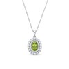 Thumbnail Image 1 of Oval Peridot and White Lab-Created Sapphire Double Frame Pendant in Sterling Silver