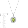 Thumbnail Image 2 of Oval Peridot and White Lab-Created Sapphire Double Frame Pendant in Sterling Silver
