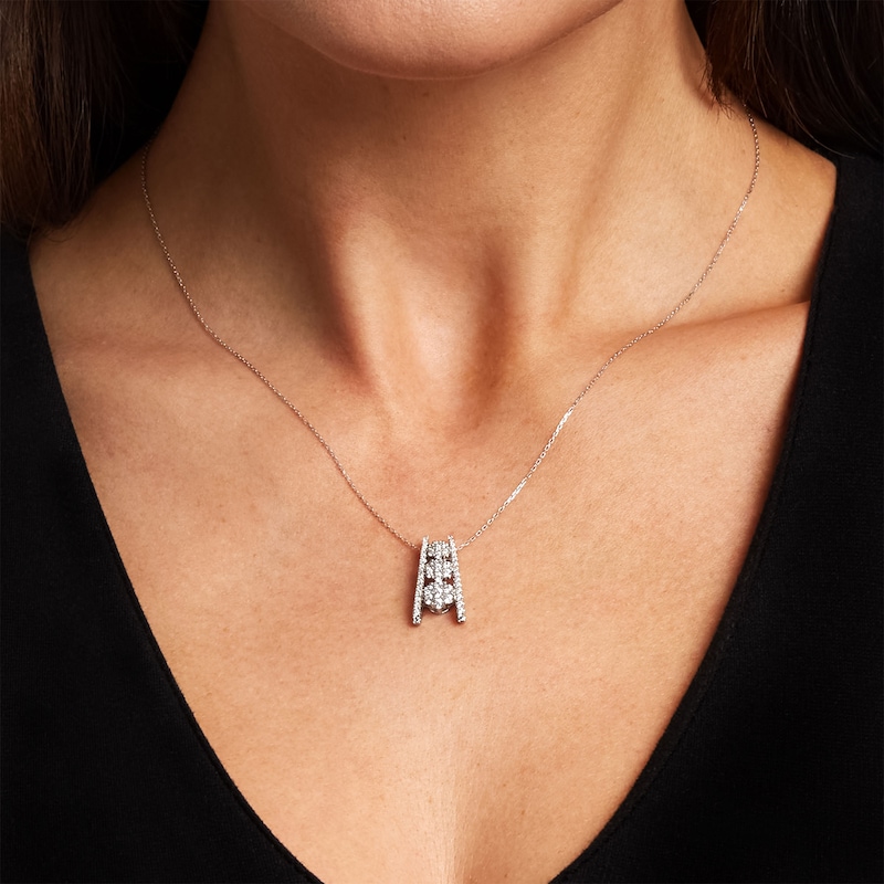 Main Image 3 of Marilyn Monroe™ Collection 3/4 CT. T.W. Journey Multi-Diamond Trio Ladder Pendant in 10K White Gold