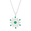 Thumbnail Image 1 of Lab-Created Emerald and White Lab-Created Sapphire Snowflake Pendant in Sterling Silver