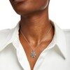 Thumbnail Image 2 of Lab-Created Emerald and White Lab-Created Sapphire Snowflake Pendant in Sterling Silver