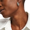 Thumbnail Image 2 of Lab-Created Emerald and Diamond Accent Triple Row Hoop Earrings in Sterling Silver