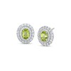 Thumbnail Image 1 of Oval Peridot and White Lab-Created Sapphire Double Frame Stud Earrings in Sterling Silver
