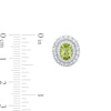 Thumbnail Image 3 of Oval Peridot and White Lab-Created Sapphire Double Frame Stud Earrings in Sterling Silver