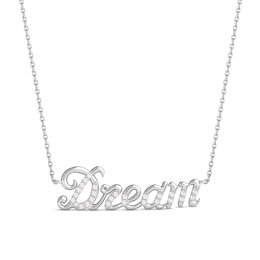 Enchanted Disney Ariel 1/10 CT. T.W. Diamond Cursive &quot;Dream&quot; Necklace in Sterling Silver