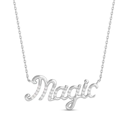 Enchanted Disney Jasmine 1/10 CT. T.W. Diamond Cursive &quot;Magic&quot; Necklace in Sterling Silver