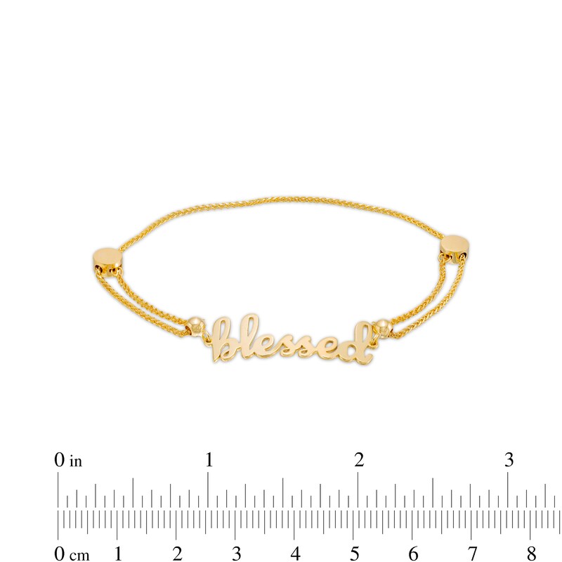 Main Image 3 of "blessed" Script Bolo Bracelet in 10K Gold – 9"