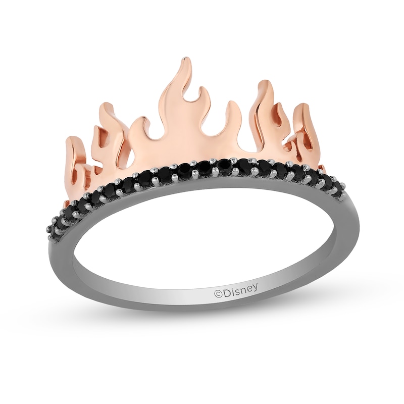 Main Image 1 of Enchanted Disney Villains Maleficent 1/6 CT. T.W. Black Diamond Flame Ring in Sterling Silver and 10K Rose Gold